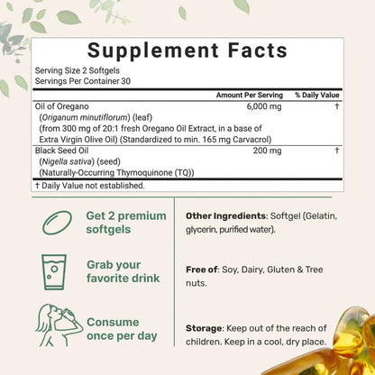 Nutrivora Oil of Oregano with Black Seed Oil